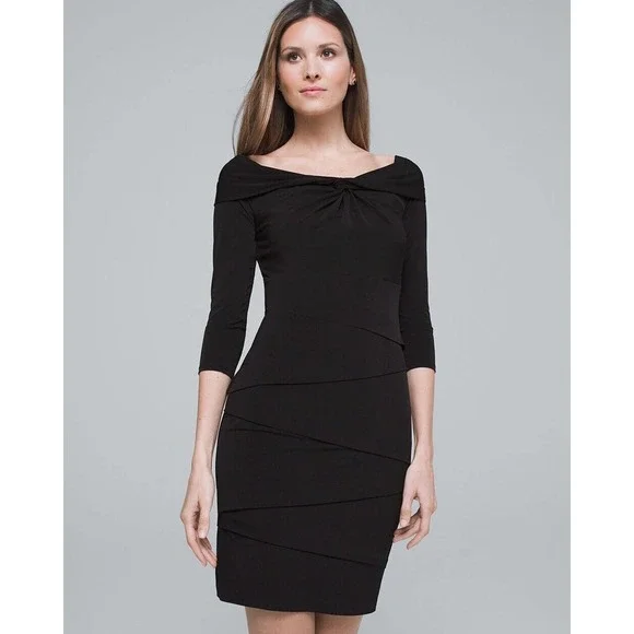 black slimming dress Black Hollow Slimming Drill Chain Dress